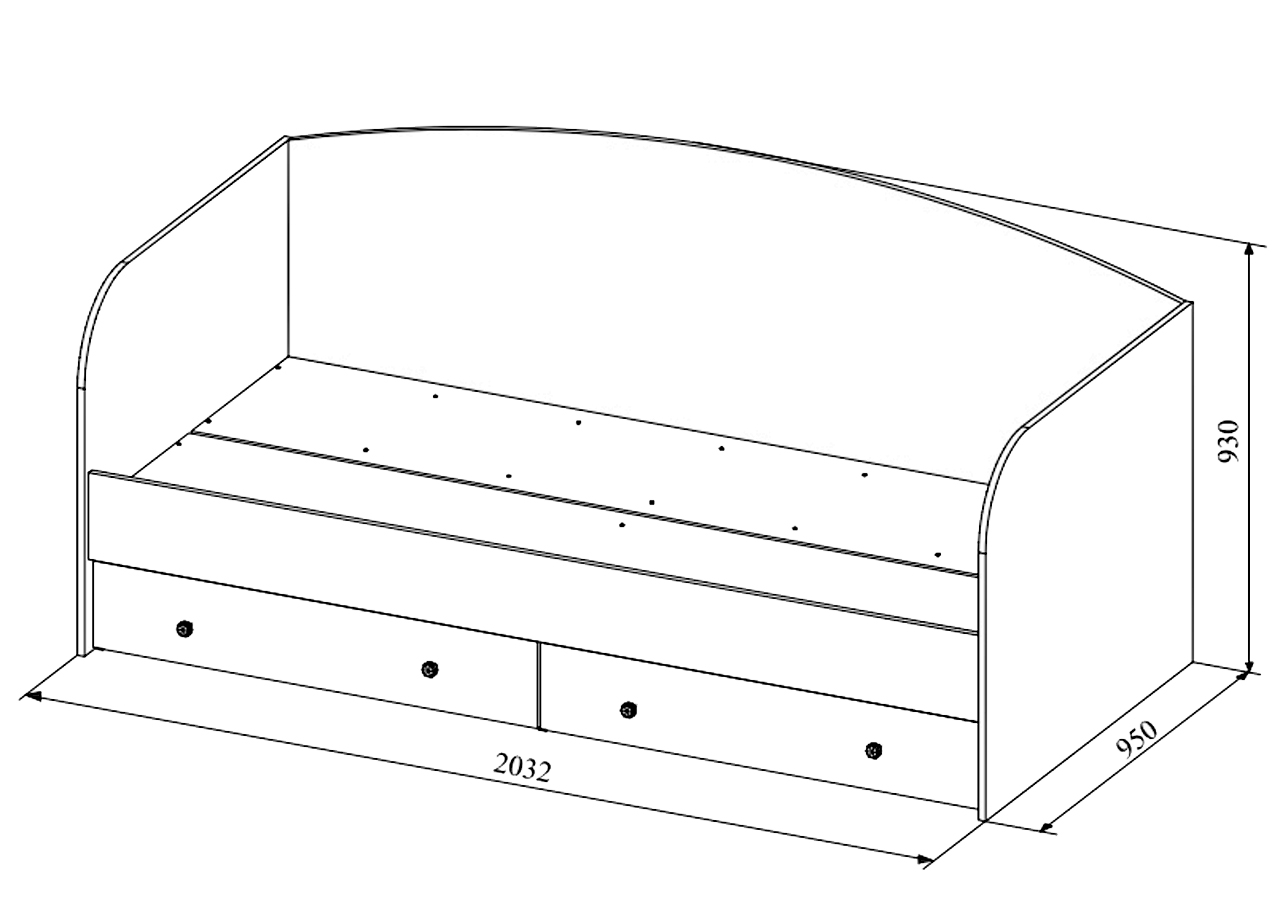 чертежи односпальной кровати с размерами и ящиками