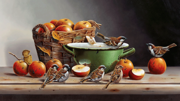 Репродукция "Воробьи в доме"