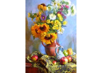 Репродукция "Ромашки и подсолнухи"