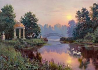 Репродукция "Лебеди на пруду"