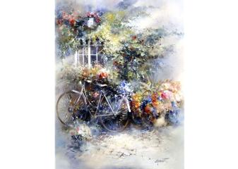 Репродукция "Велосипед в цветах"