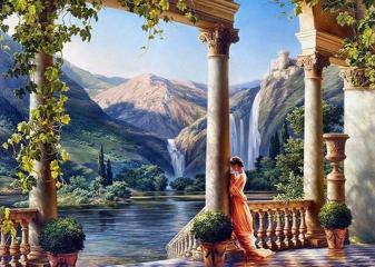 Репродукция "Девушка у водопада"