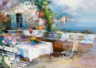 Репродукция "Сад на берегу озера"